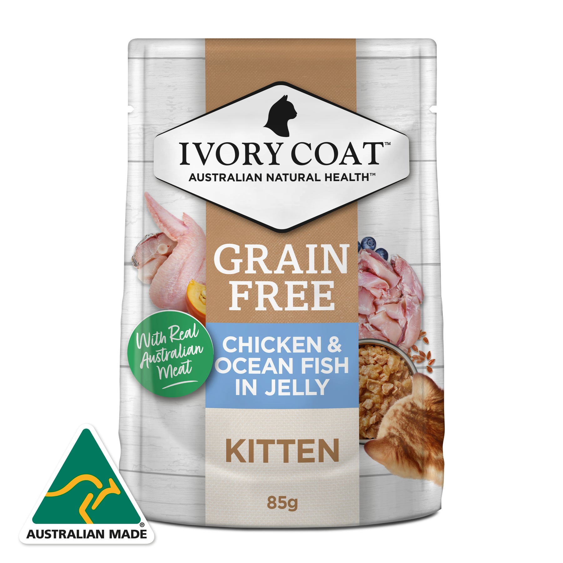 Grain Free Kitten Wet Cat Food Chicken & Ocean Fish in Jelly