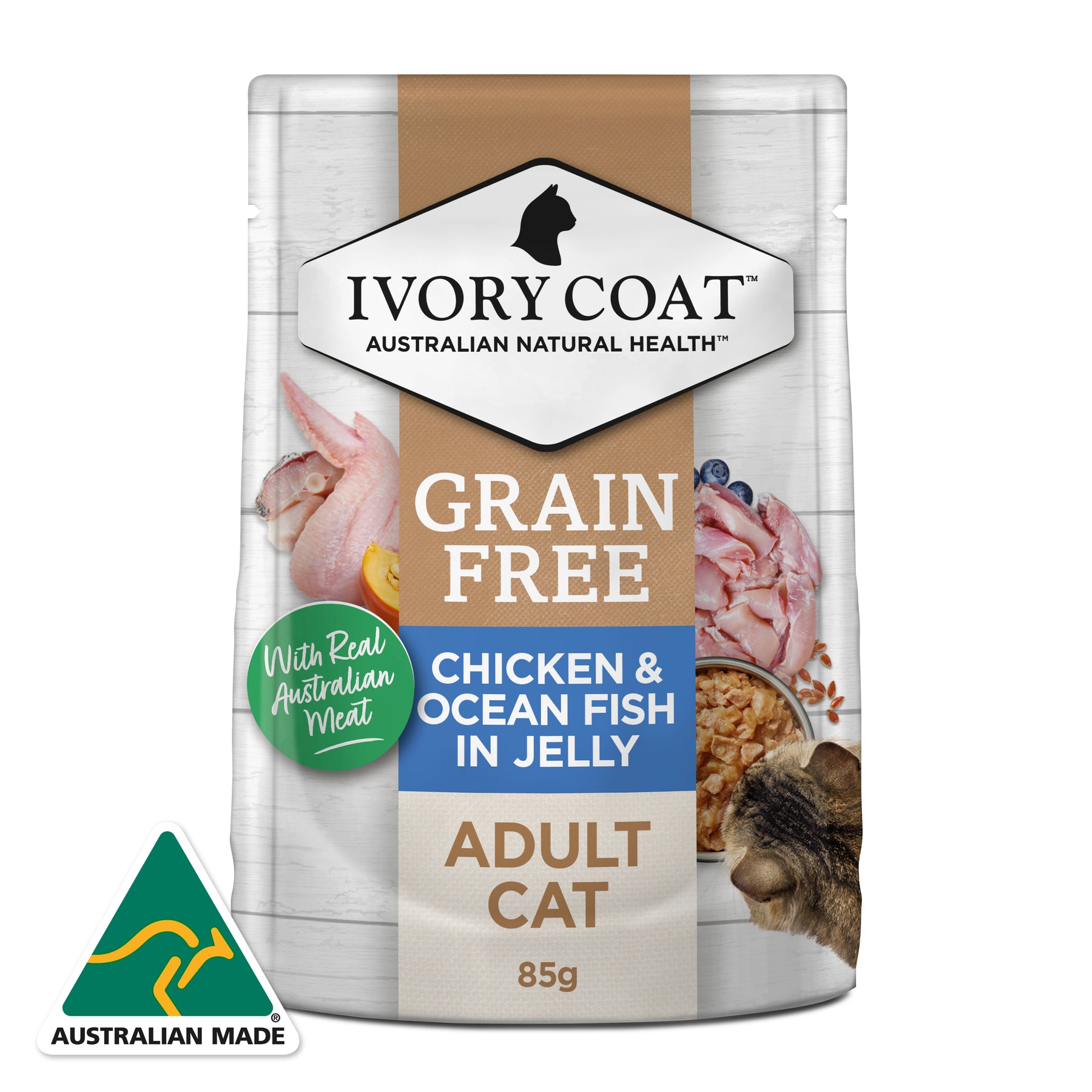 Grain Free Adult Wet Cat Food Chicken & Ocean Fish in Jelly