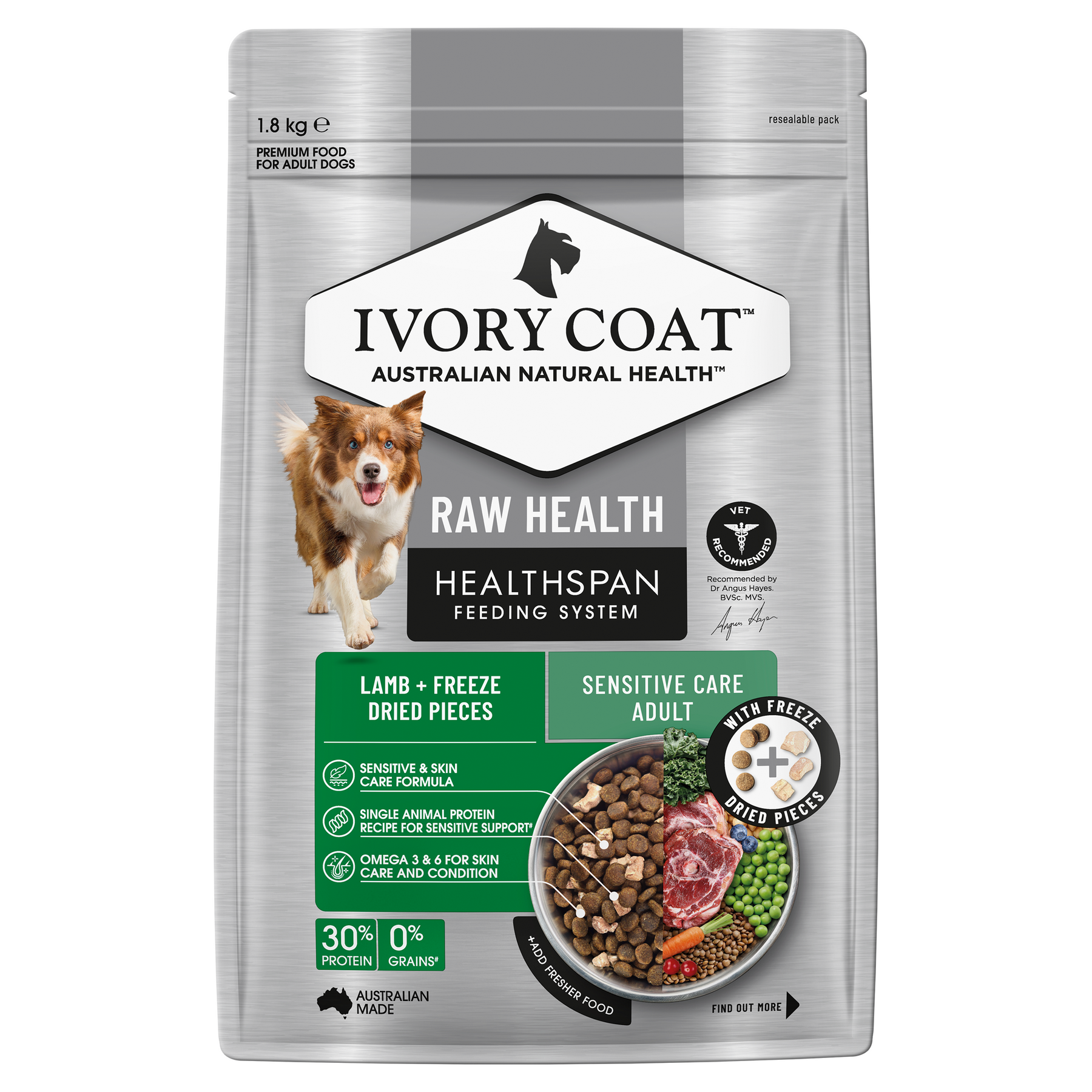 Ivory Coat™  Raw Health Adult Dog Sensitive Care Dry Food