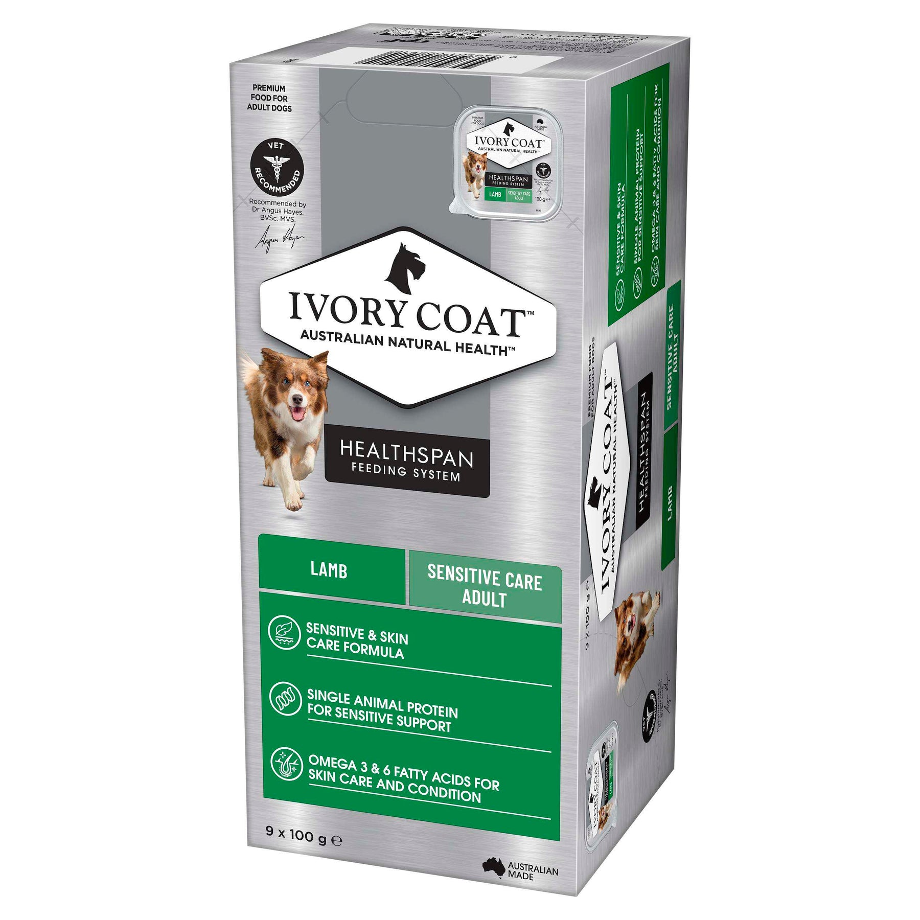 Ivory Coat™ Adult Dog Sensitive Care Wet Dog Food (9 x 100g tray)