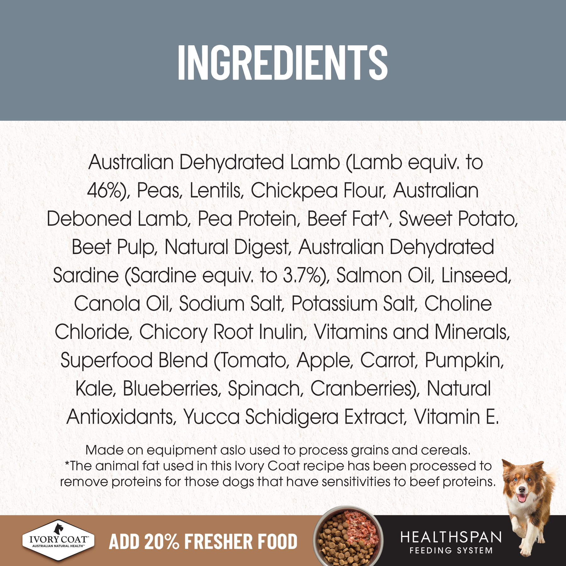 Ivory Coat™ Grain Free Adult Dog Lamb & Sardine Dry Food
