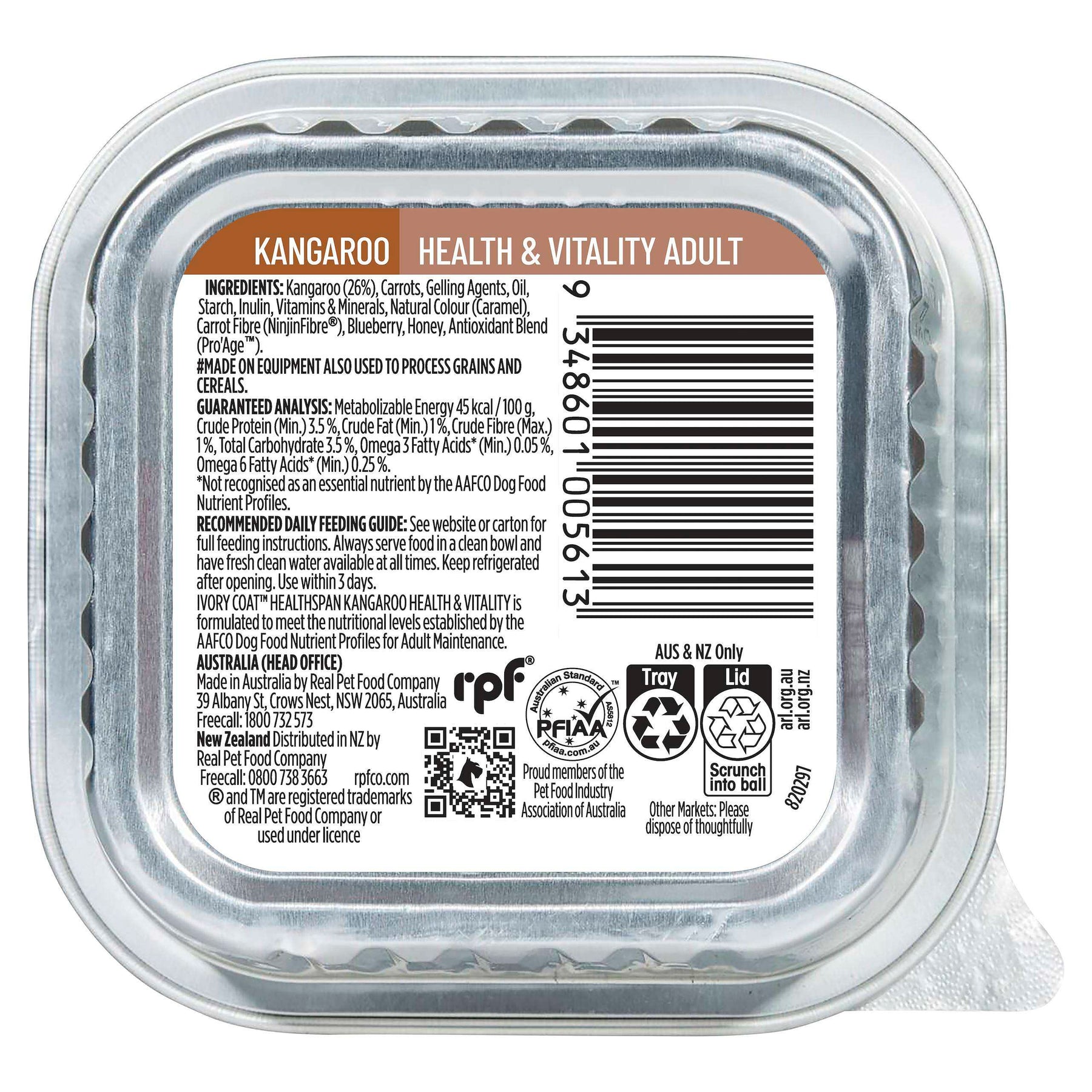 Ivory Coat Adult & Senior Health & Vitality Wet Dog Food (9 x 100g tray)
