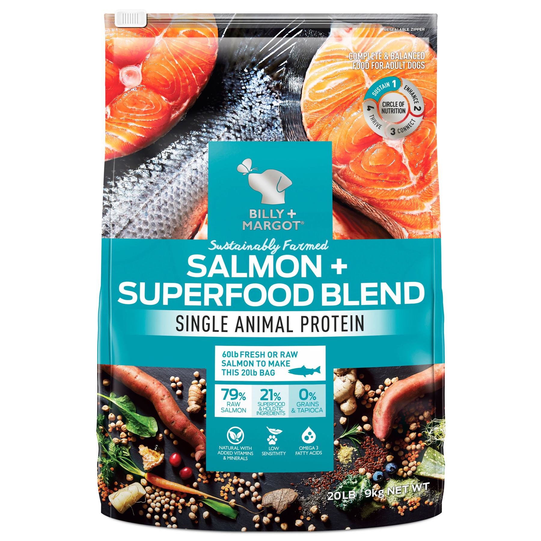 Billy + Margot™ Adult Dog Salmon + Superfoods Recipe Dry Food