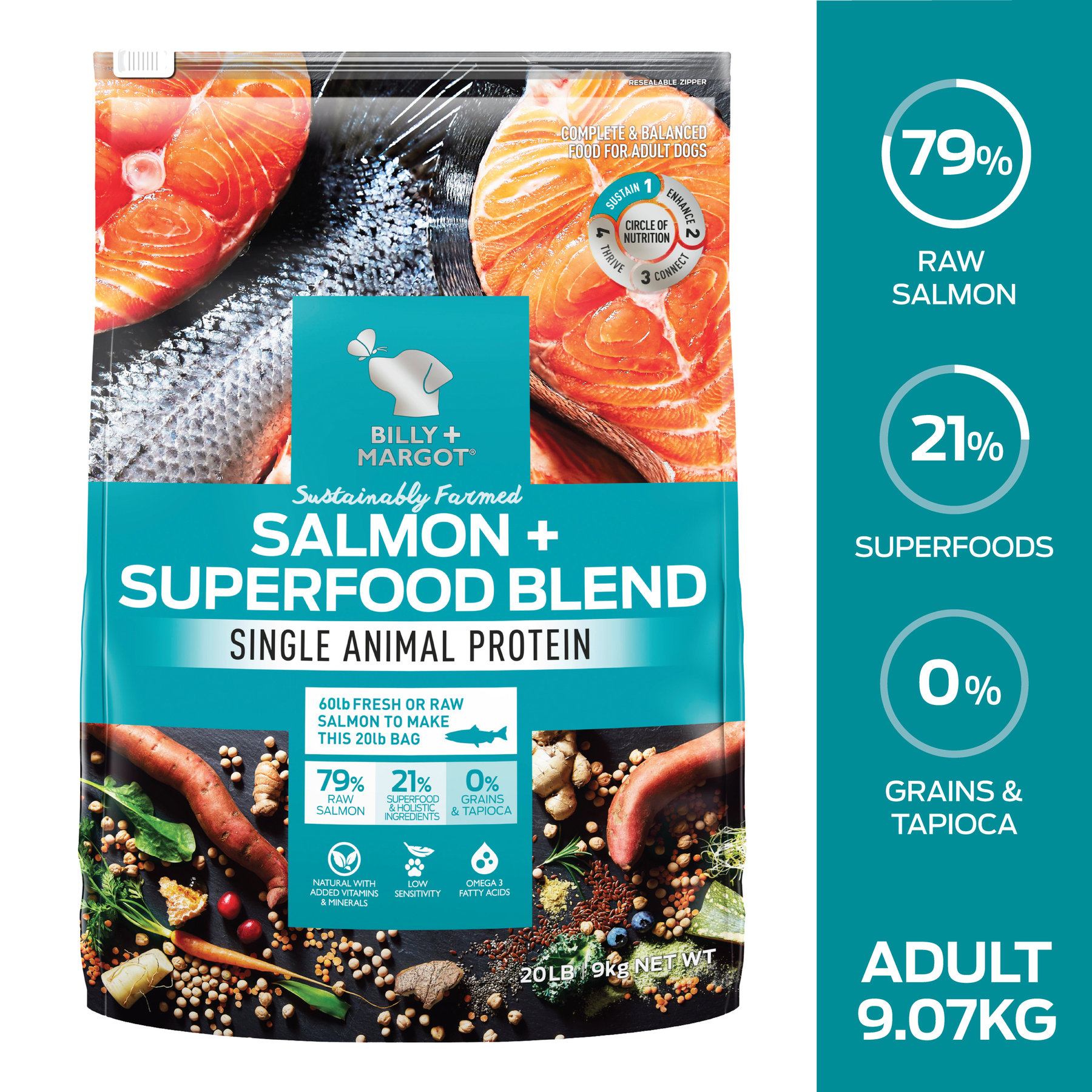 Billy + Margot™ Adult Dog Salmon + Superfoods Recipe Dry Food