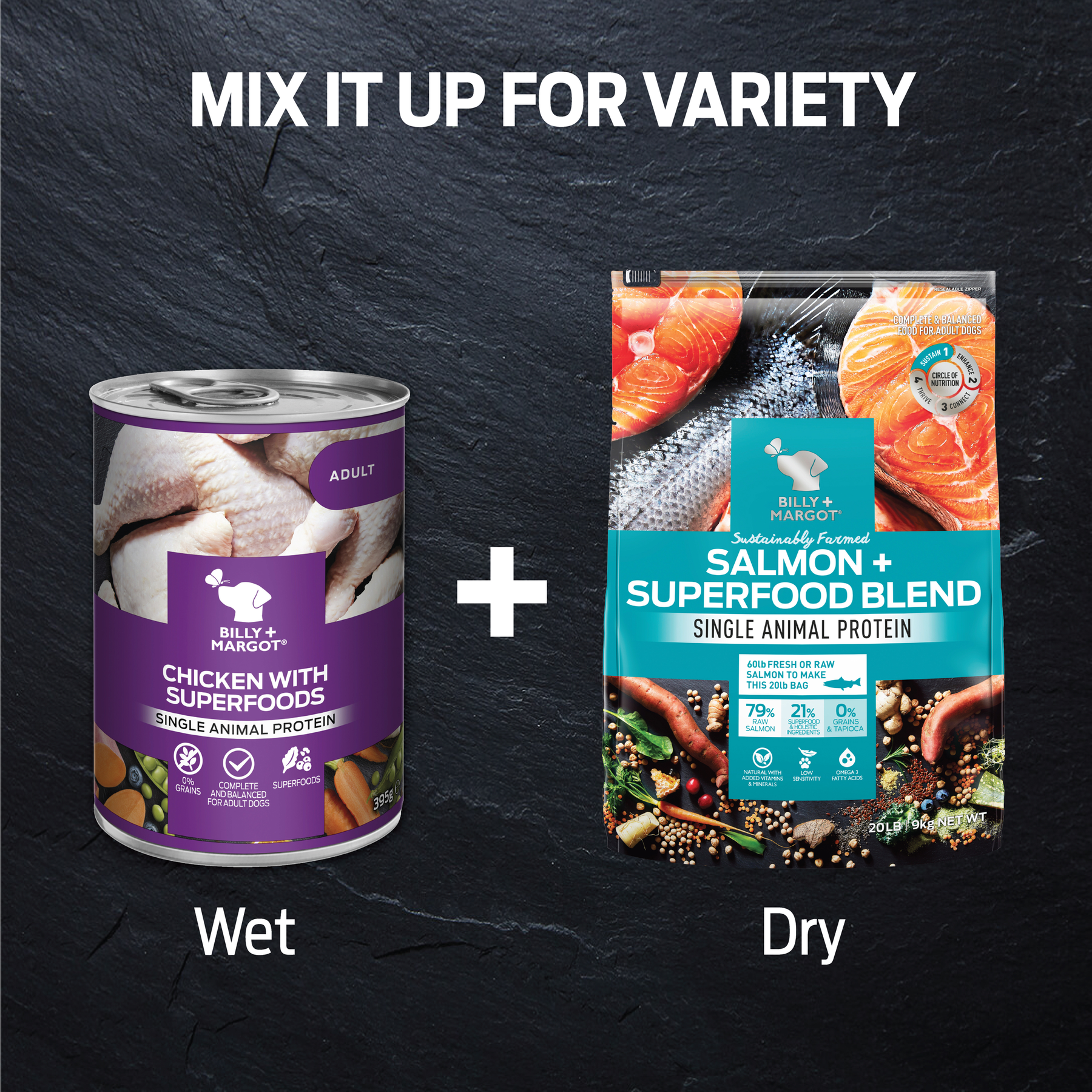 Billy + Margot™ Adult Dog Salmon + Superfoods Recipe Dry Food