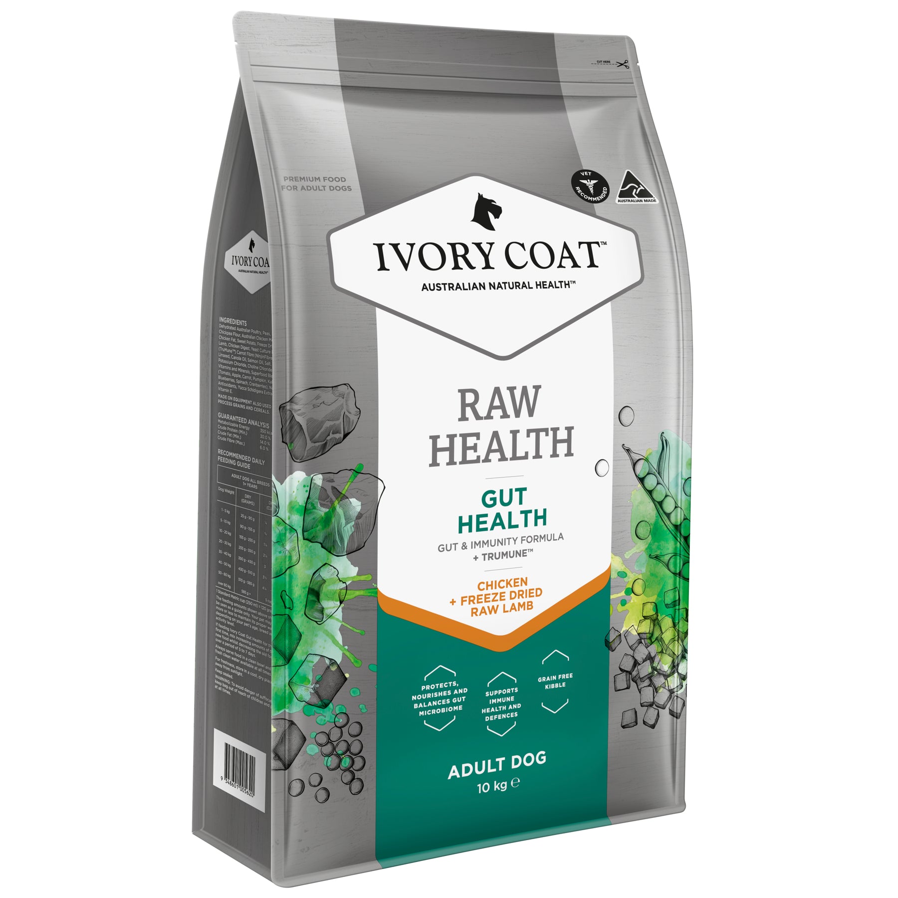 Ivory Coat Raw Health Dry Dog Food Gut Health