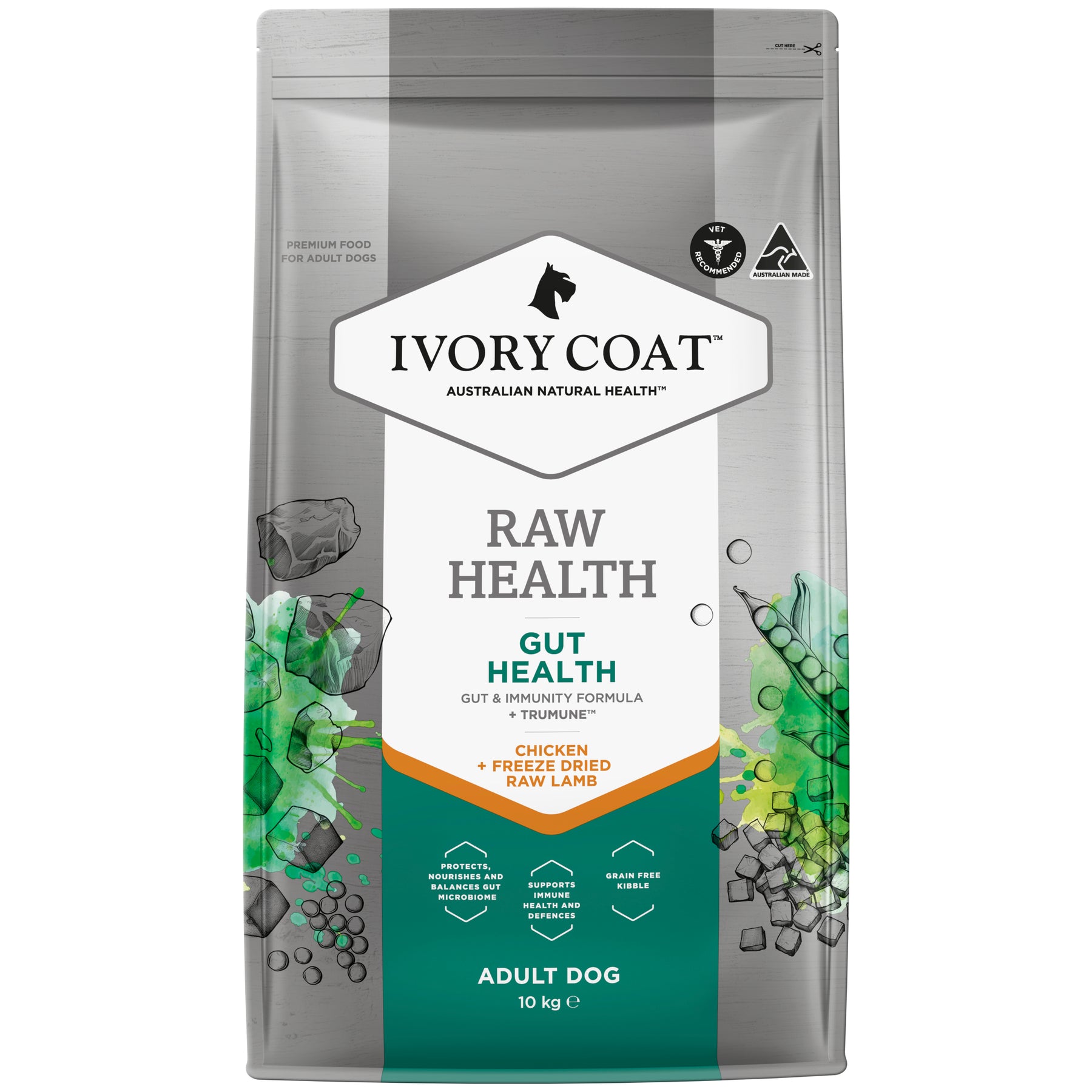 Ivory Coat Raw Health Dry Dog Food Gut Health