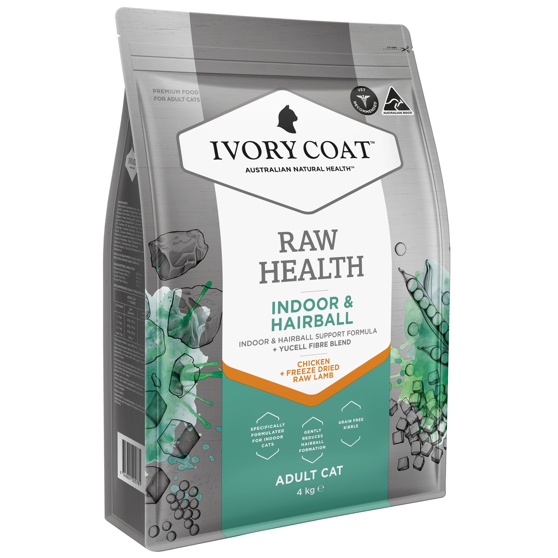 Ivory Coat Raw Health Cat Dry Food Indoor & Hairball