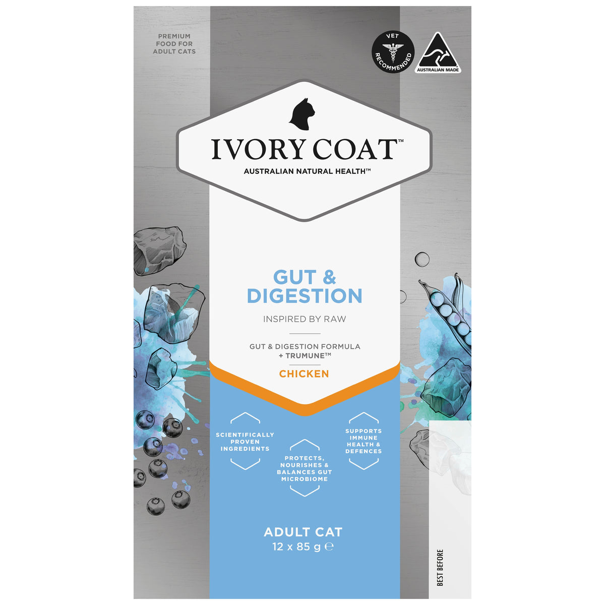 Ivory Coat Inspired by Raw Gut & Digestion Cat Formula (12 x 85g)