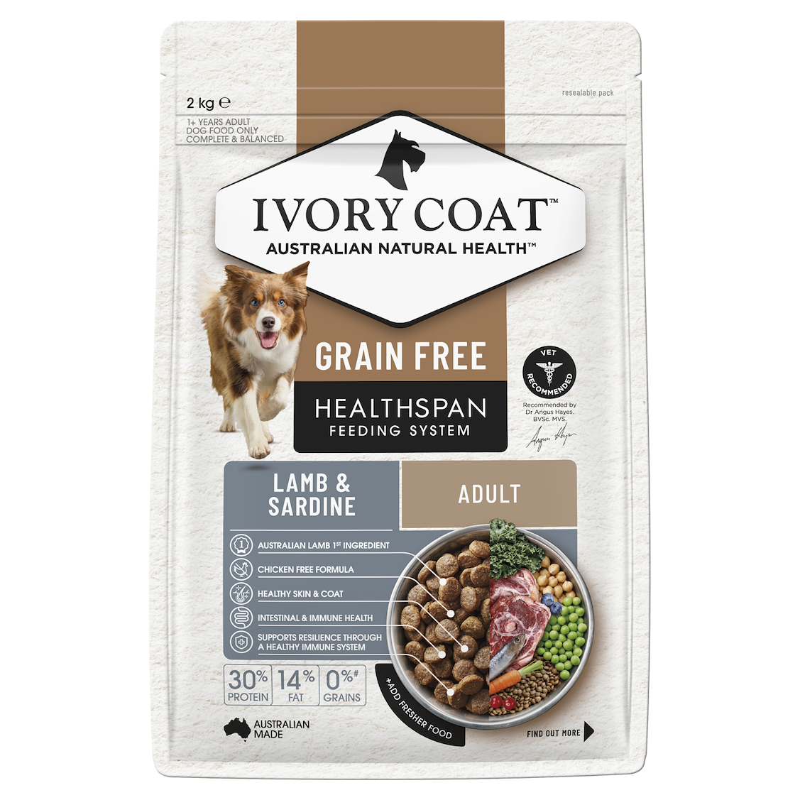 Ivory Coat™ Grain Free Adult Dog Lamb & Sardine Dry Food